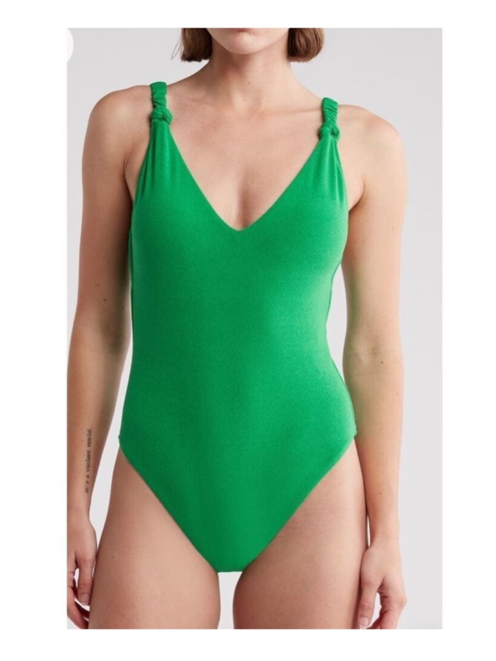 Sanctuary Bright Green V-Neck One-Piece with Knot Straps